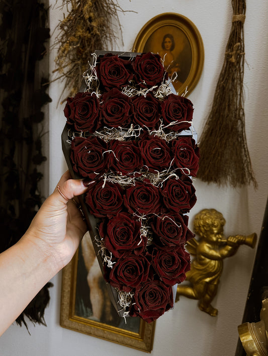 Roses Are Red, Inside I Am Dead // Chocolate Red Rose // Coffin Box